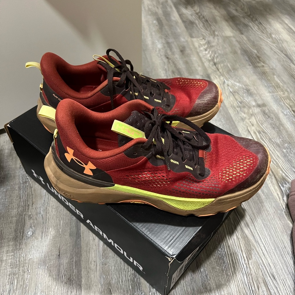 Under Armour Red and Brown Athletic Shoes
